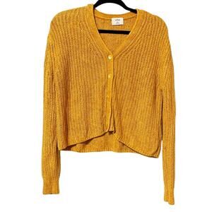 Wilfred Aritzia Orange Chunky Knit Boxy Fit Cardigan Sweater Button Down XXS